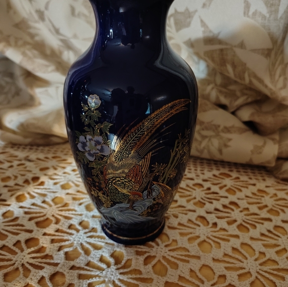 Vintage Ceramic Cobalt Blue Chinese Pheasant - Picture 2 of 4